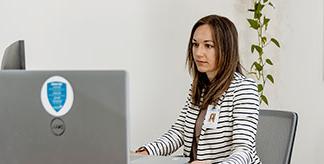 a woman at her computer